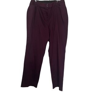 Lane Bryant Trouser Pants Size 26 Maroon Button Zipper Pocket Chino Flat Front